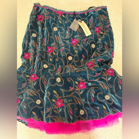Teal Velvet Embroidered Skirt – NWT– Perfect for Halloween Costumes & Fantasy - Picture 2 of 10
